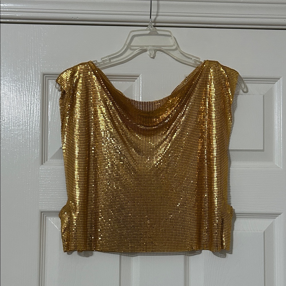 Gold metal Sequin Women's cropped Top